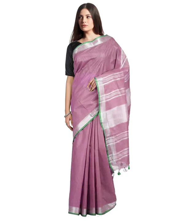 Handloom_Bhagalpuri_Linen-Cotton_Saree_With_Contrast_Blouse_Piece