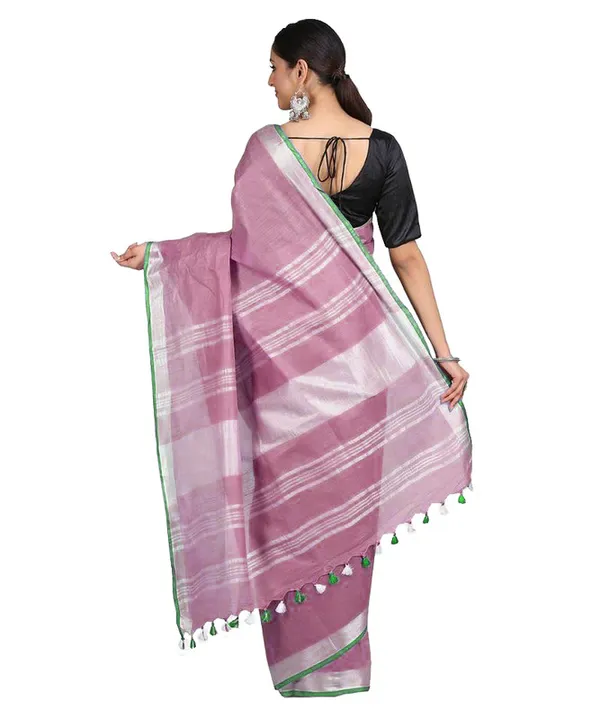Handloom_Bhagalpuri_Linen-Cotton_Saree_With_Contrast_Blouse_Piece