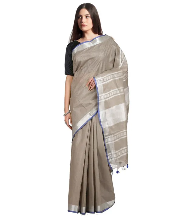 Bhagalpuri_Handloom_Linen-Slub_Saree_With_Contrast_Blouse_Piece