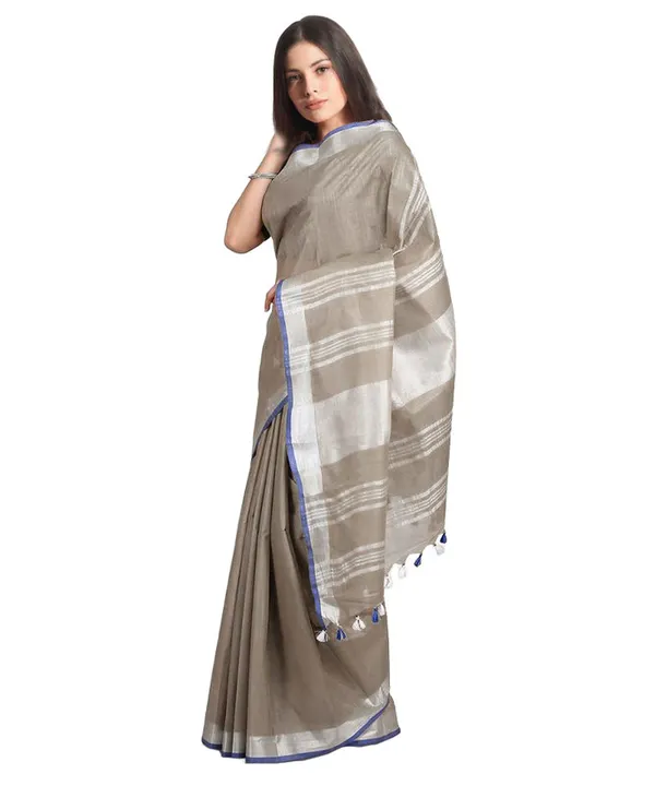 Bhagalpuri_Handloom_Linen-Slub_Saree_With_Contrast_Blouse_Piece