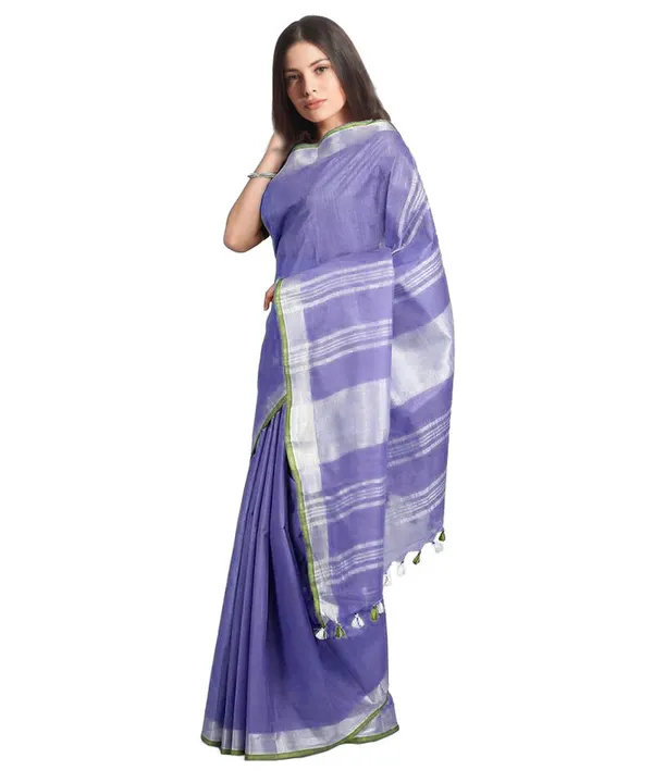 Medium_Slate_Purple_women's_Bhagalpuri_Handloom_Linen-Slub_Saree_With_Contrast_Blouse_Piece
