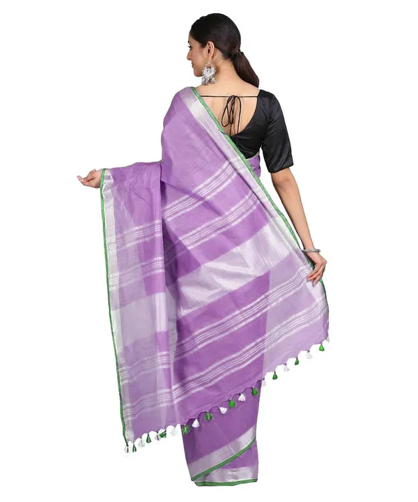 Bhagalpuri_Handloom_Linen-Slub_Saree_With_Contrast_Blouse_Piece