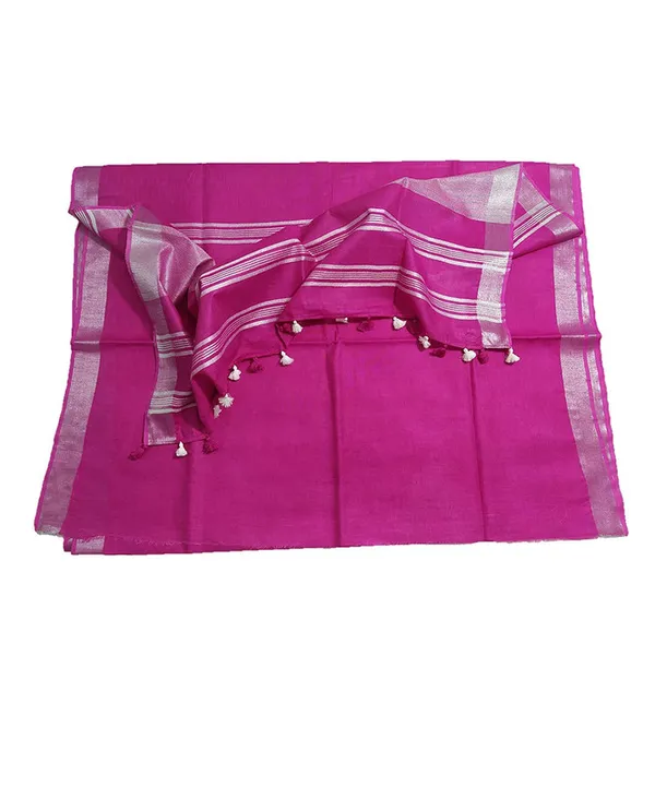Telemagenta_women's_Bhagalpuri_Linen_Saree_With_Blouse_Piece
