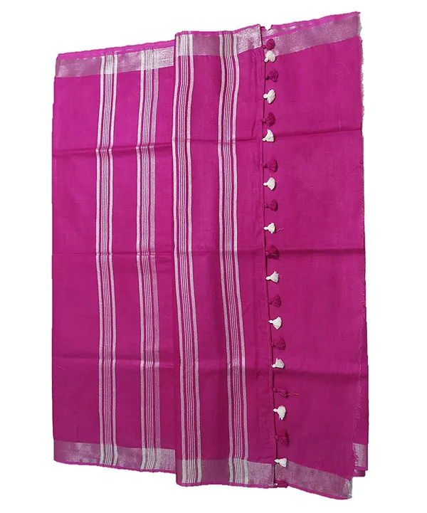 Telemagenta_women's_Bhagalpuri_Linen_Saree_With_Blouse_Piece