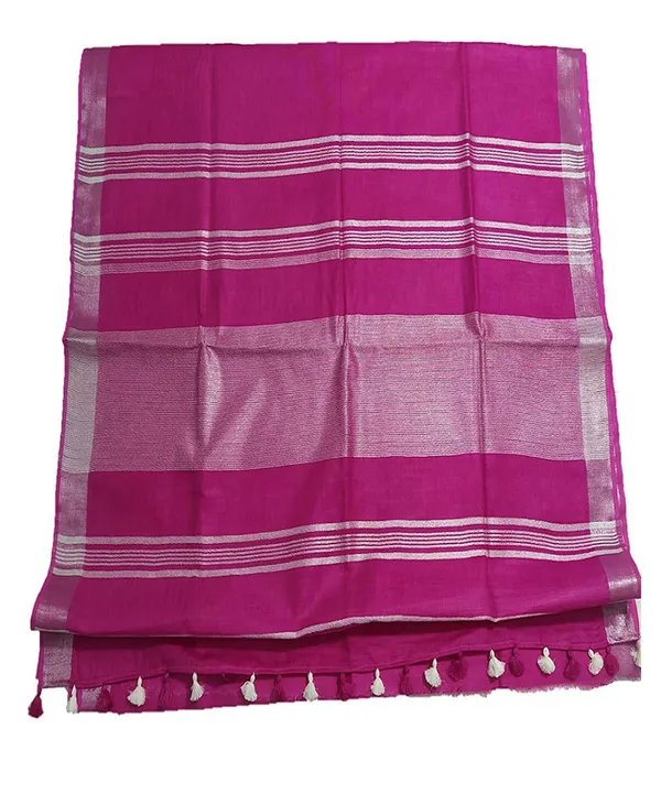 Telemagenta_women's_Bhagalpuri_Linen_Saree_With_Blouse_Piece