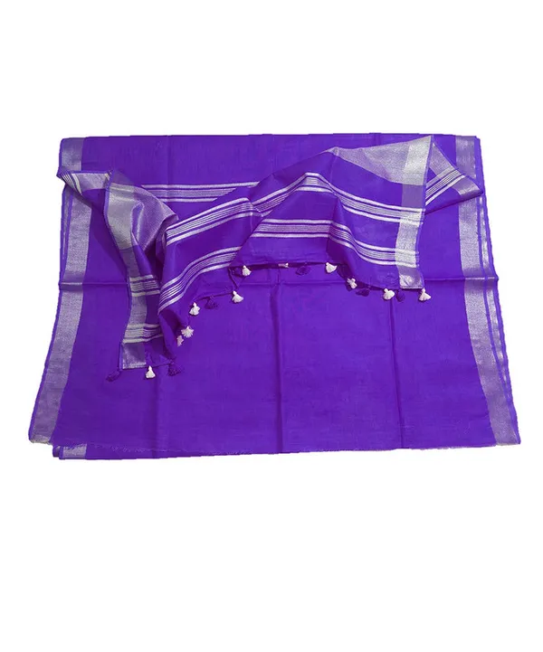 Electric_Violet_women's_Bhagalpuri_Linen_Saree_With_Blouse_Piece