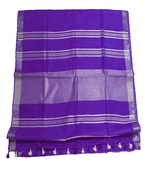 Electric_Violet_women's_Bhagalpuri_Linen_Saree_With_Blouse_Piece