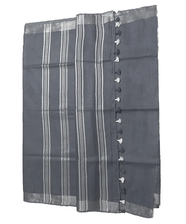 Grey_women's_Bhagalpuri_Linen_Saree_With_Blouse_Piece