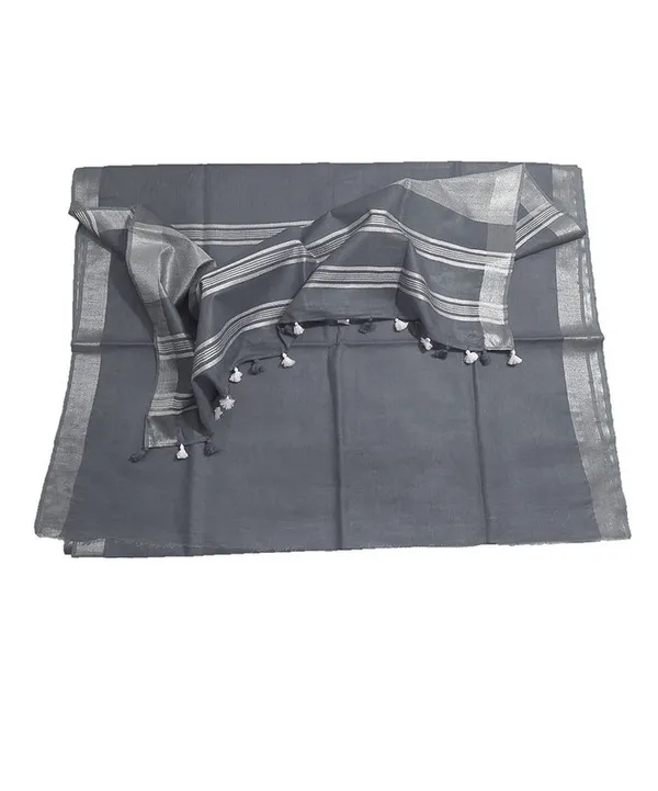 Grey_women's_Bhagalpuri_Linen_Saree_With_Blouse_Piece