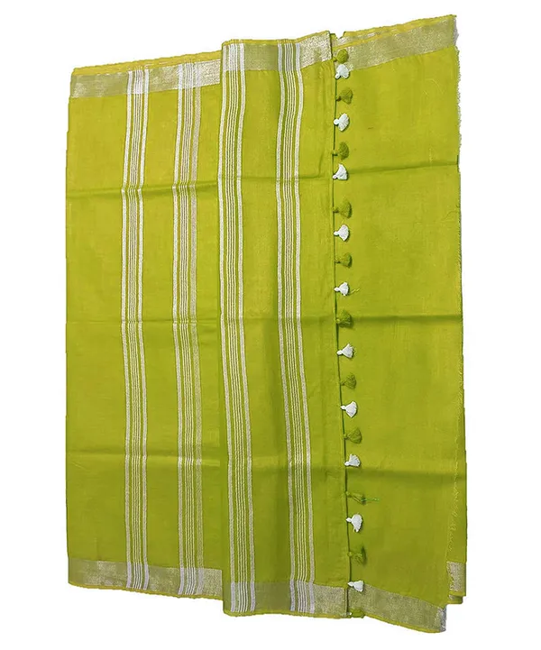 Pear_Green_women's_Bhagalpuri_Linen_Saree_With_Blouse_Piece