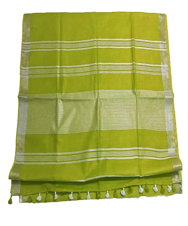Pear_Green_women's_Bhagalpuri_Linen_Saree_With_Blouse_Piece