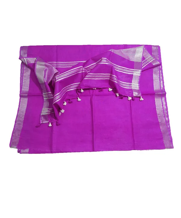 Phlox_Purple_women's_Bhagalpuri_Linen_Saree_With_Blouse_Piece