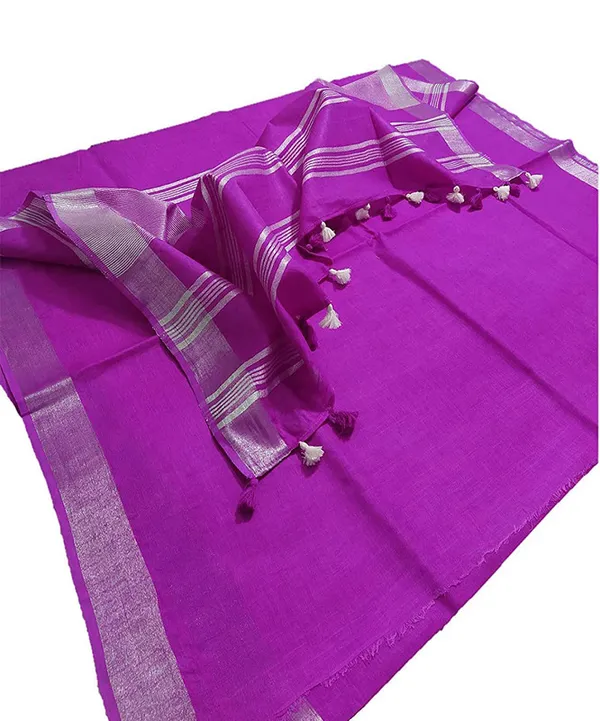 Phlox_Purple_women's_Bhagalpuri_Linen_Saree_With_Blouse_Piece
