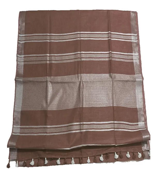 Russet_Brown_women's_Bhagalpuri_Linen_Saree_With_Blouse_Piece