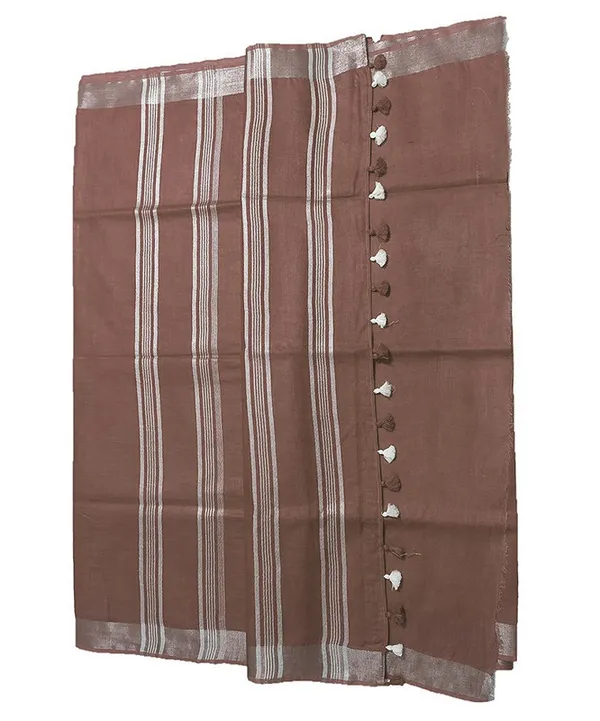 Russet_Brown_women's_Bhagalpuri_Linen_Saree_With_Blouse_Piece