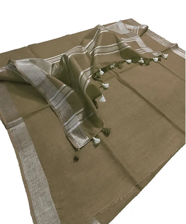 Sage_Green_women's_Bhagalpuri_Linen_Saree_With_Blouse_Piece