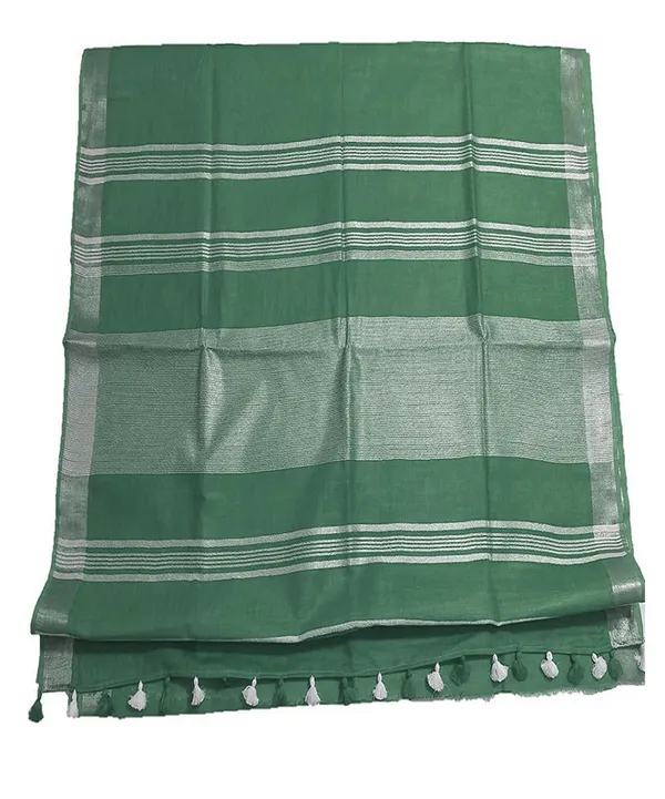 Viridian_Green_women's_Bhagalpuri_Linen_Saree_With_Blouse_Piece