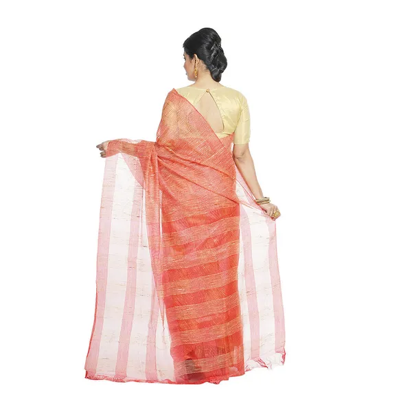 Red_women's_Bhagalpuri_Kota_Doria_Silk_Semi_Transparent_Saree_With_Unstiched_Blouse_Piece