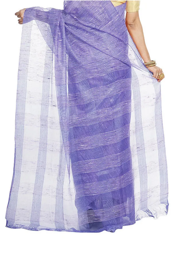 Amethyst_Violet_women's_Bhagalpuri_Kota_Doria_Silk_Semi_Transparent_Saree_With_Unstiched_Blouse_Piece