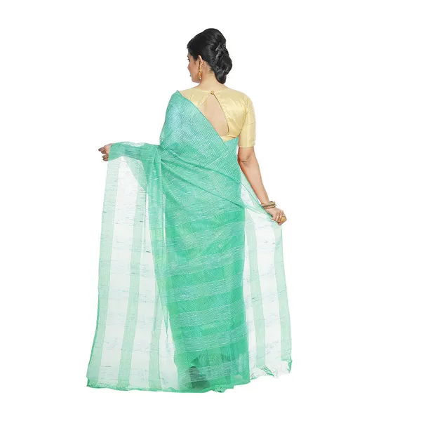 Aquamarine_Turquoise_women's_Bhagalpuri_Kota_Doria_Silk_Semi_Transparent_Saree_With_Unstiched_Blouse_Piece