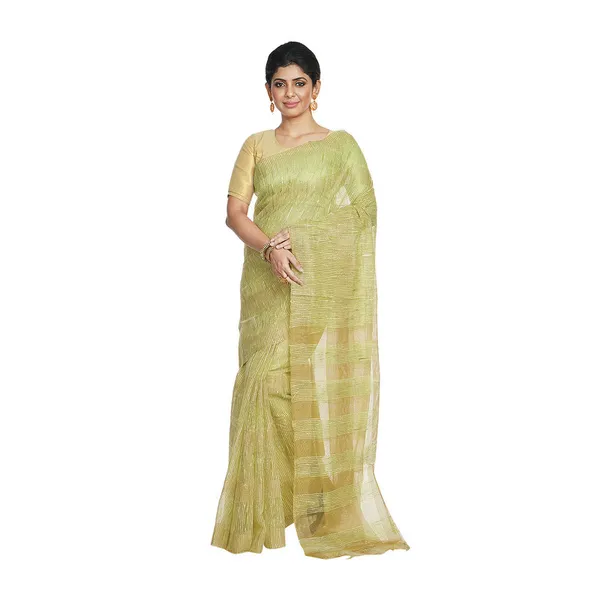 Citron_Green_women's_Bhagalpuri_Kota_Doria_Silk_Semi_Transparent_Saree_With_Unstiched_Blouse_Piece