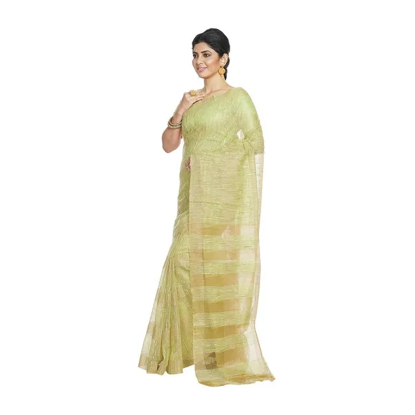 Citron_Green_women's_Bhagalpuri_Kota_Doria_Silk_Semi_Transparent_Saree_With_Unstiched_Blouse_Piece