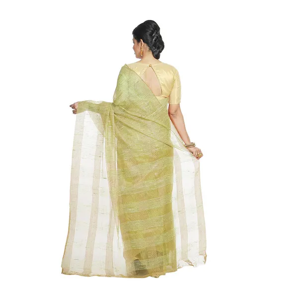 Citron_Green_women's_Bhagalpuri_Kota_Doria_Silk_Semi_Transparent_Saree_With_Unstiched_Blouse_Piece