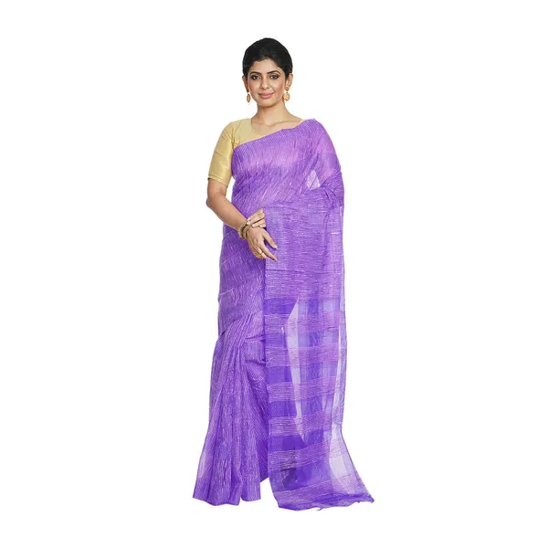 Electric_Violet_women's_Bhagalpuri_Kota_Doria_Silk_Semi_Transparent_Saree_With_Unstiched_Blouse_Piece