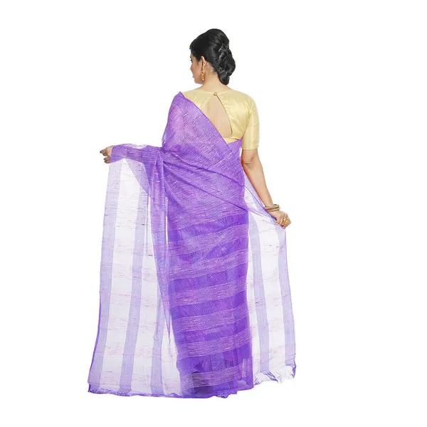 Electric_Violet_women's_Bhagalpuri_Kota_Doria_Silk_Semi_Transparent_Saree_With_Unstiched_Blouse_Piece
