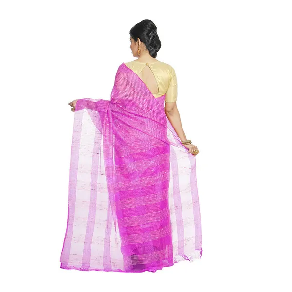 Fushia_Pink_women's_Bhagalpuri_Kota_Doria_Silk_Semi_Transparent_Saree_With_Unstiched_Blouse_Piece