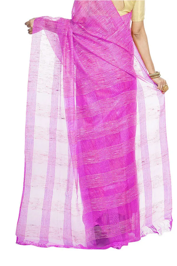 Fushia_Pink_women's_Bhagalpuri_Kota_Doria_Silk_Semi_Transparent_Saree_With_Unstiched_Blouse_Piece