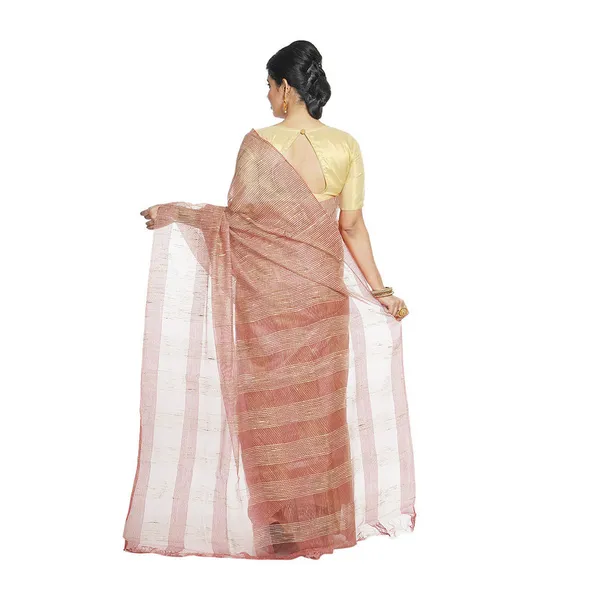 Light_Carol_Orange_women's_Bhagalpuri_Kota_Doria_Silk_Semi_Transparent_Saree_With_Unstiched_Blouse_Piece
