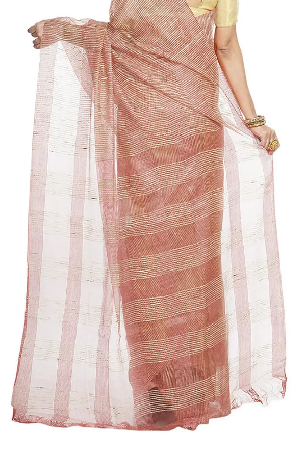 Light_Carol_Orange_women's_Bhagalpuri_Kota_Doria_Silk_Semi_Transparent_Saree_With_Unstiched_Blouse_Piece