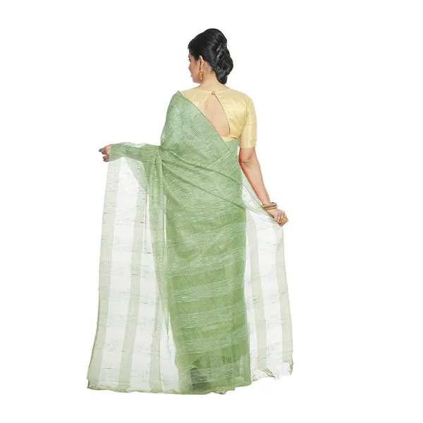 Pistachio_Green_women's_Bhagalpuri_Kota_Doria_Silk_Semi_Transparent_Saree_With_Unstiched_Blouse_Piece