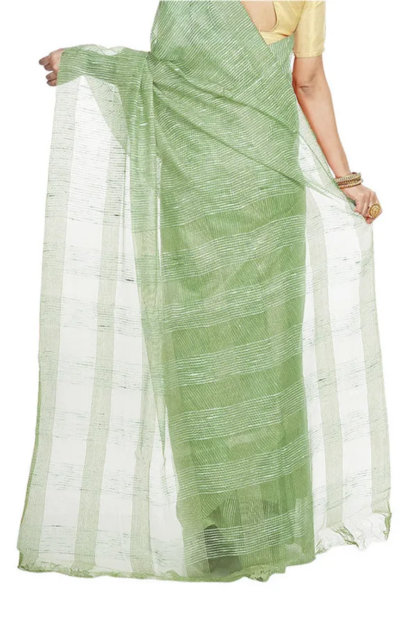 Pistachio_Green_women's_Bhagalpuri_Kota_Doria_Silk_Semi_Transparent_Saree_With_Unstiched_Blouse_Piece