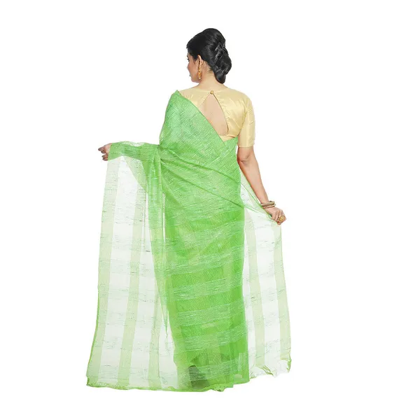 Screamin_Green_women's_Bhagalpuri_Kota_Doria_Silk_Semi_Transparent_Saree_With_Unstiched_Blouse_Piece