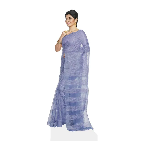 Slate_Blue_women's_Bhagalpuri_Kota_Doria_Silk_Semi_Transparent_Saree_With_Unstiched_Blouse_Piece