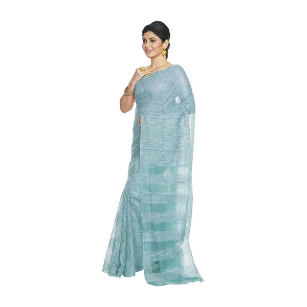 Tiffany_Blue_women's_Bhagalpuri_Kota_Doria_Silk_Semi_Transparent_Saree_With_Unstiched_Blouse_Piece