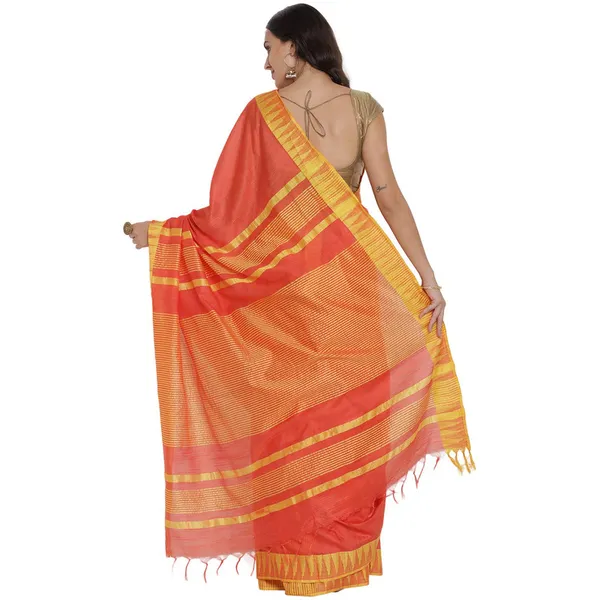 Bhagalpuri_Handloom_Kota_Silk_Temple_Border_Saree_And_Variation_Of_Colors_With_Striped_Blouse_Piece