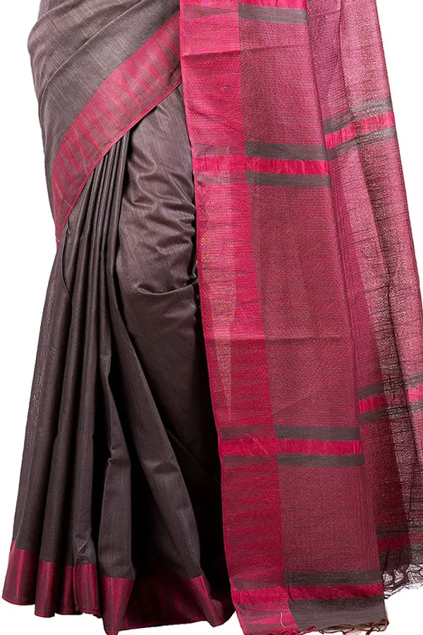 Coke_Brown_women's_Bhagalpuri_Handloom_Kota_Silk_Temple_Border_Saree_And_Variation_Of_Colors_With_Striped_Blouse_Piece
