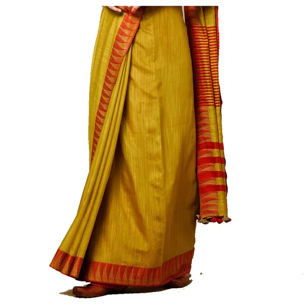 Gamboge_Yellow_women's_Bhagalpuri_Handloom_Kota_Silk_Temple_Border_Saree_And_Variation_Of_Colors_With_Striped_Blouse_Piece