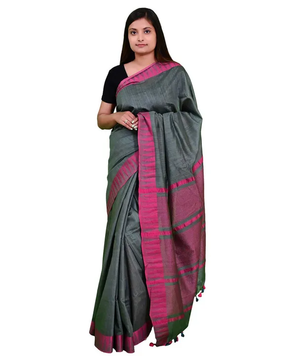 Bhagalpuri_Handloom_Kota_Silk_Temple_Border_Saree_And_Variation_Of_Colors_With_Striped_Blouse_Piece