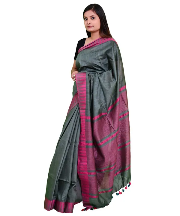 Bhagalpuri_Handloom_Kota_Silk_Temple_Border_Saree_And_Variation_Of_Colors_With_Striped_Blouse_Piece