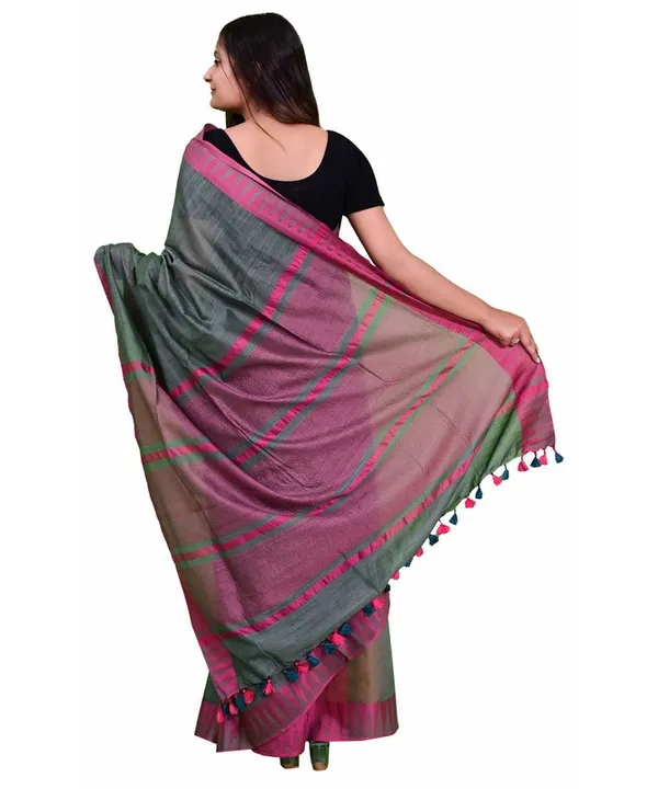 Bhagalpuri_Handloom_Kota_Silk_Temple_Border_Saree_And_Variation_Of_Colors_With_Striped_Blouse_Piece