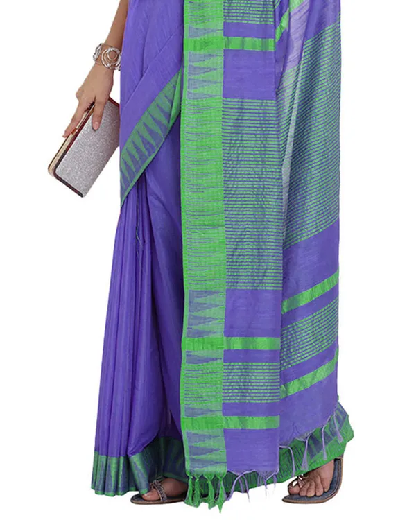 Bhagalpuri_Handloom_Kota_Silk_Temple_Border_Saree_And_Variation_Of_Colors_With_Striped_Blouse_Piece