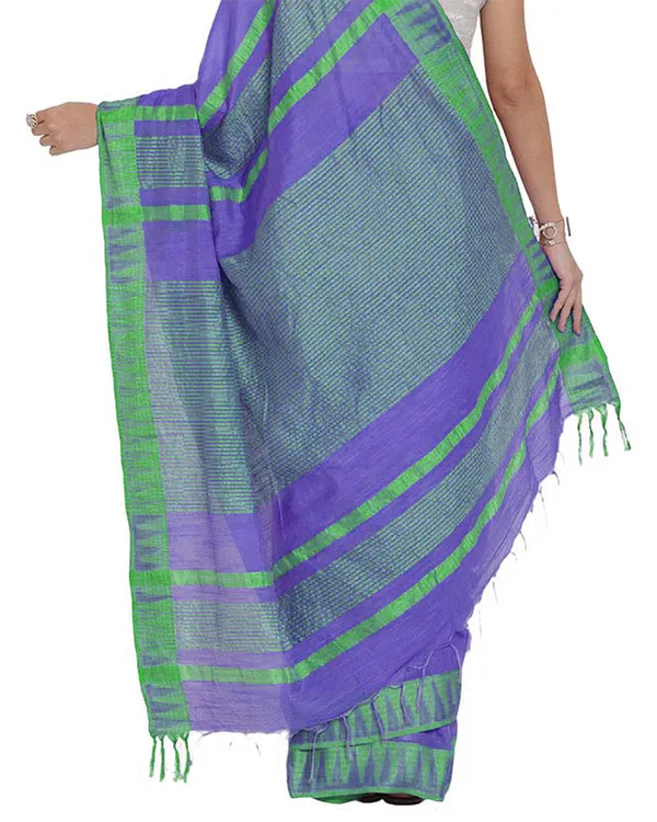 Bhagalpuri_Handloom_Kota_Silk_Temple_Border_Saree_And_Variation_Of_Colors_With_Striped_Blouse_Piece