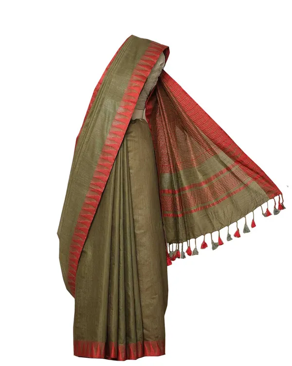 Bhagalpuri_Handloom_Kota_Silk_Temple_Border_Saree_And_Variation_Of_Colors_With_Striped_Blouse_Piece