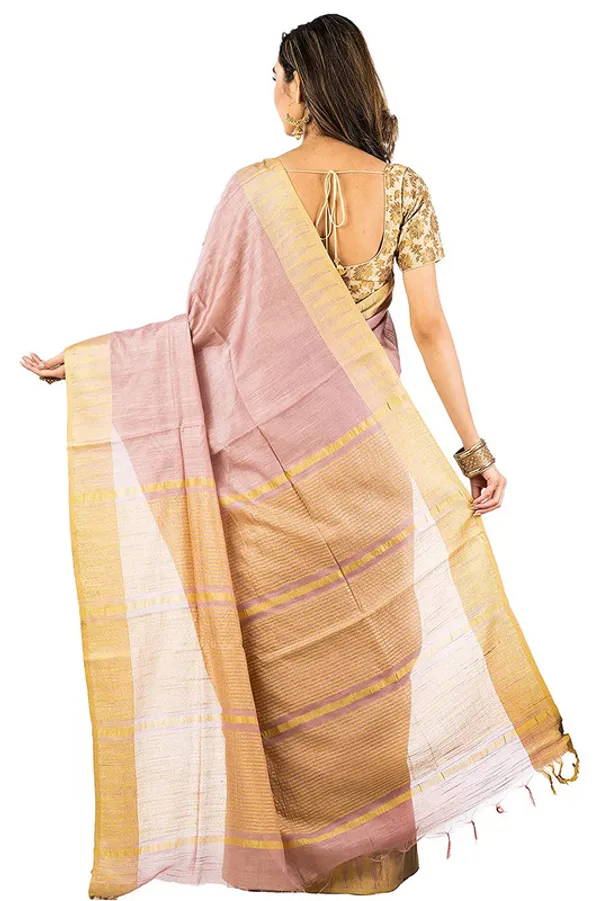 Rosy_Brown_women's_Bhagalpuri_Handloom_Kota_Silk_Temple_Border_Saree_And_Variation_Of_Colors_With_Striped_Blouse_Piece