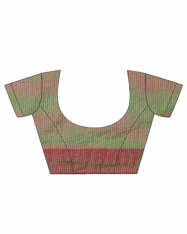 Screamin_Green_women's_Bhagalpuri_Handloom_Kota_Silk_Temple_Border_Saree_And_Variation_Of_Colors_With_Striped_Blouse_Piece