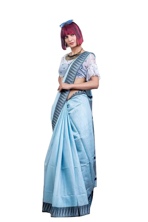 Baby_Blue_women's_Bhagalpuri_Handloom_Kota_Silk_Temple_Border_Saree_And_Variation_Of_Colors_With_Striped_Blouse_Piece